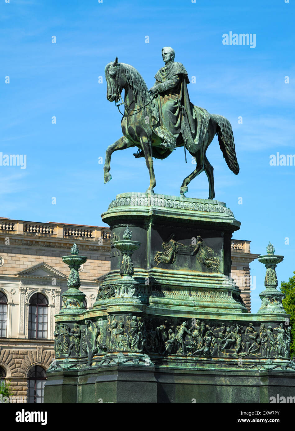 Equestrian Statue of King John of Saxony (Konig Johann I. von Sa Stock Photo