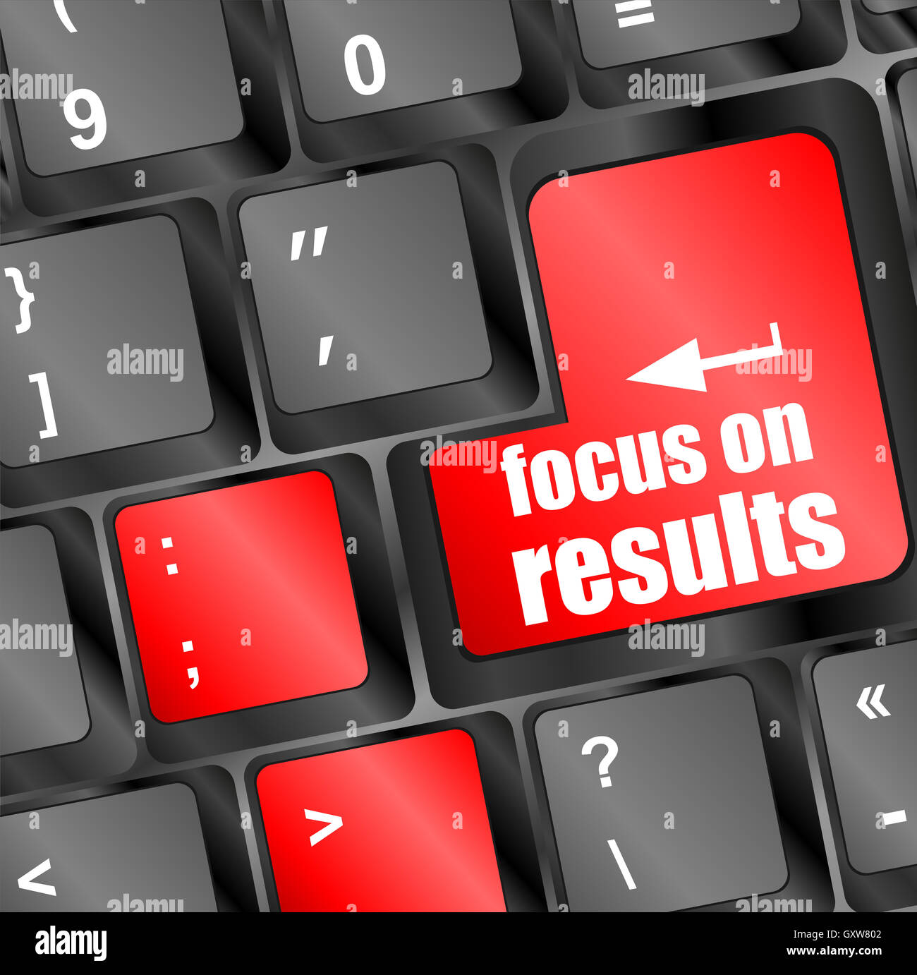 Computer keyboard with focus on results words Stock Photo Alamy