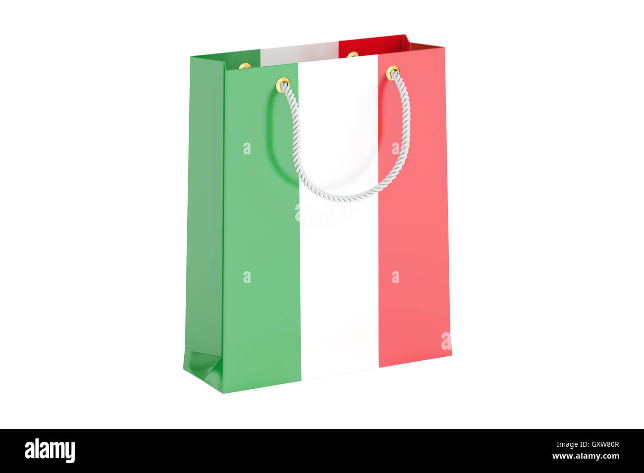 Shopping bag with Italian flag, 3D rendering isolated on white background Stock Photo