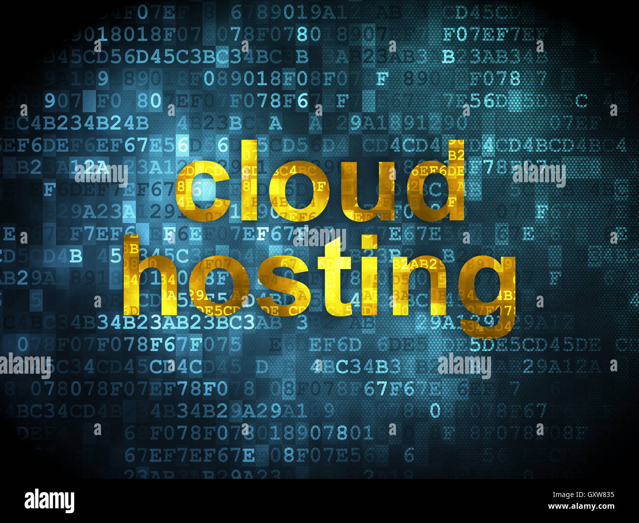 Cloud technology concept: Cloud Hosting on digital background Stock Photo