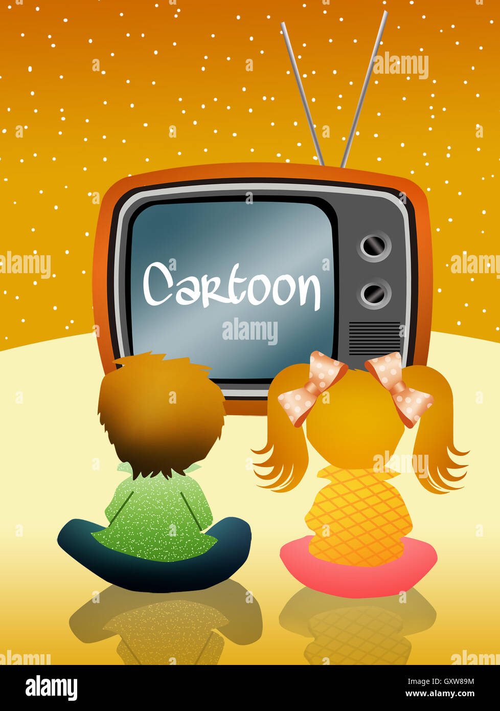 children watch cartoons Stock Photo - Alamy