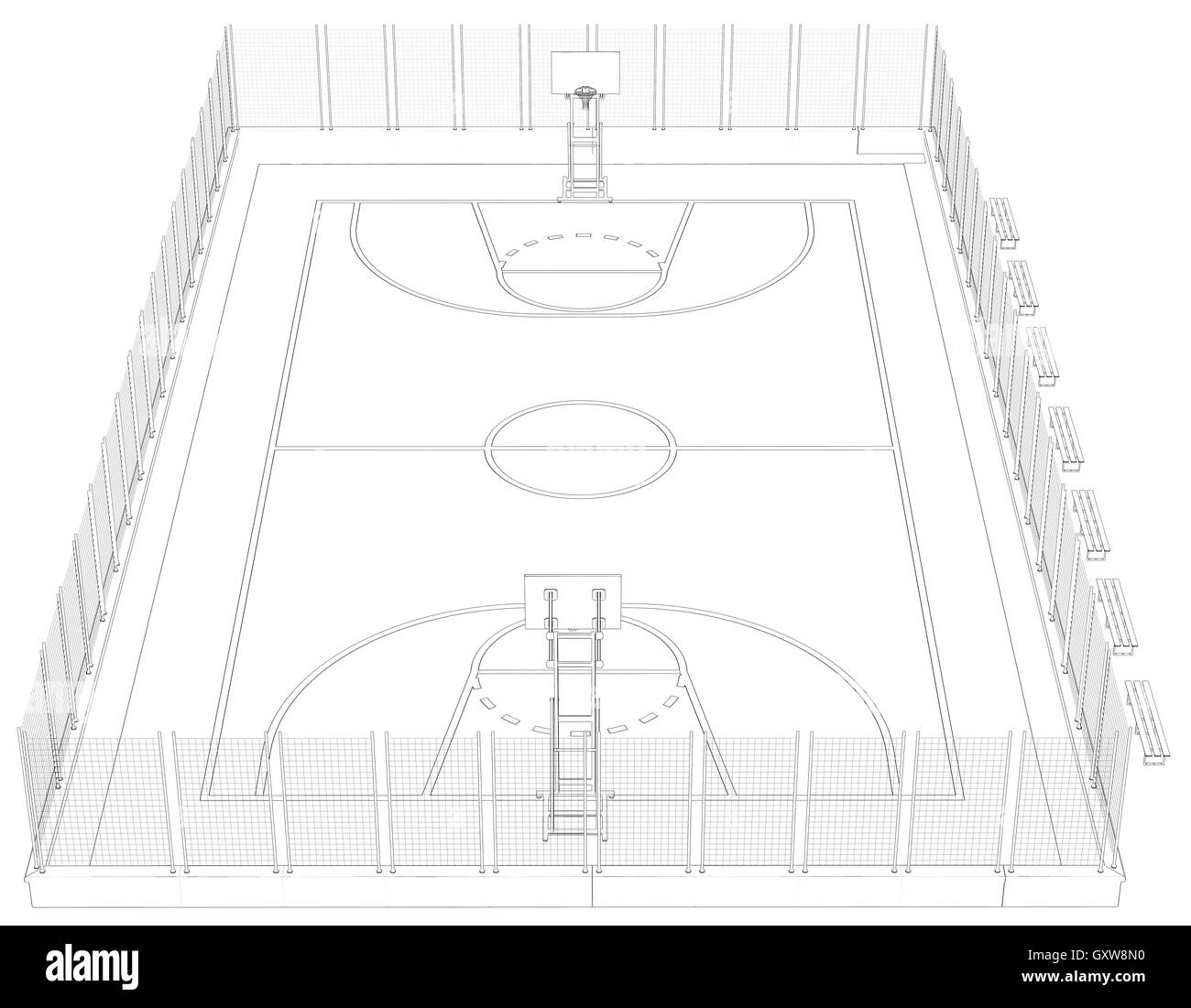 Basketball court. Wire frame Stock Photo Alamy