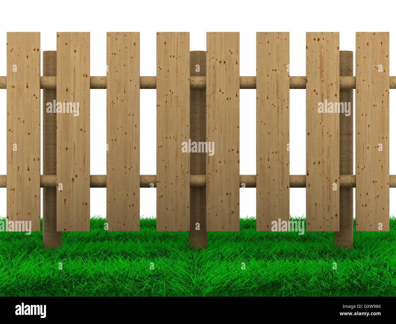 wooden fence on white background. Isolated 3D image Stock Photo - Alamy