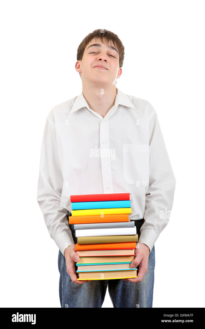 Student Holding Pile of the Books Stock Photo - Alamy