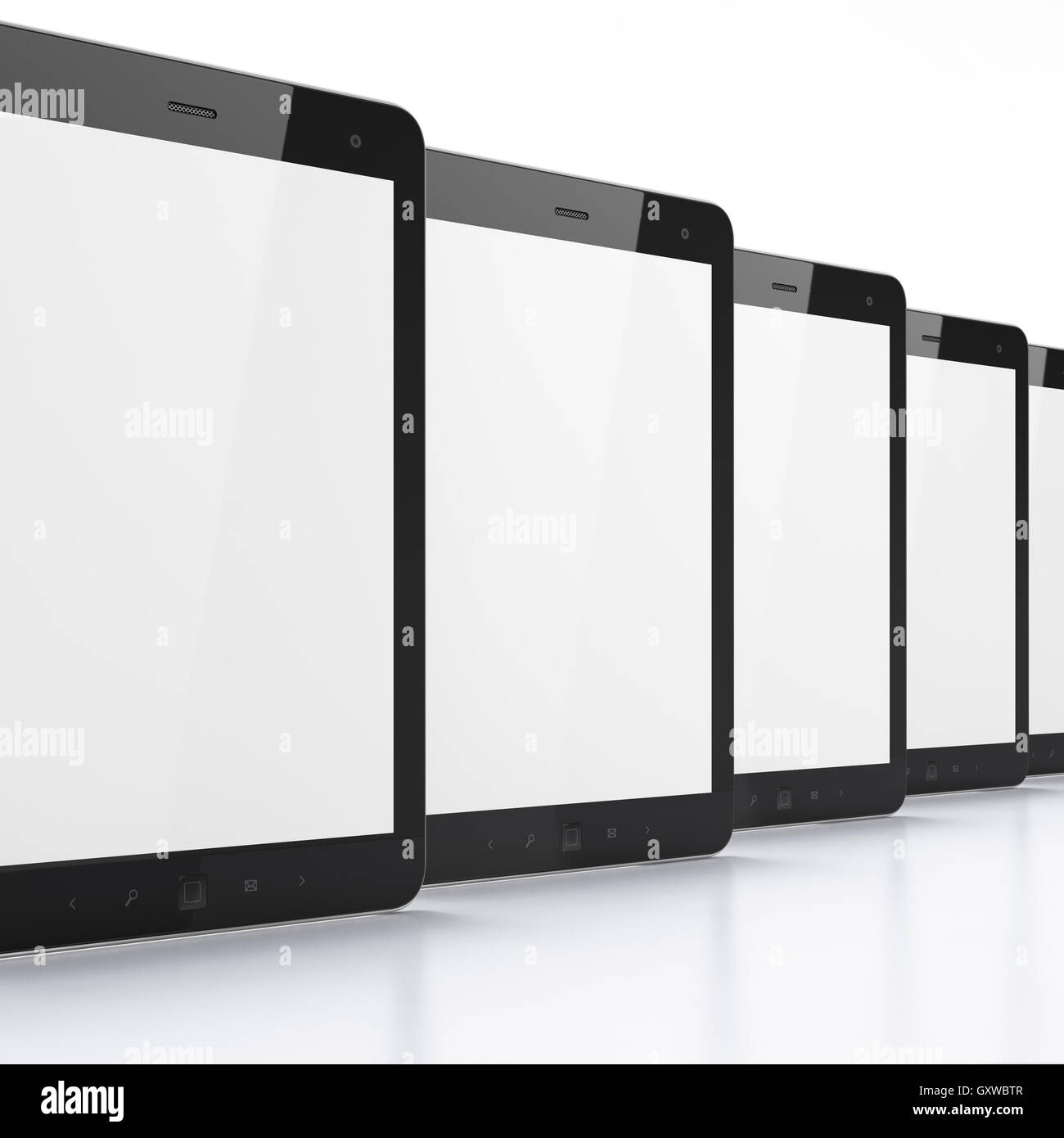 Black tablets on white background Stock Photo
