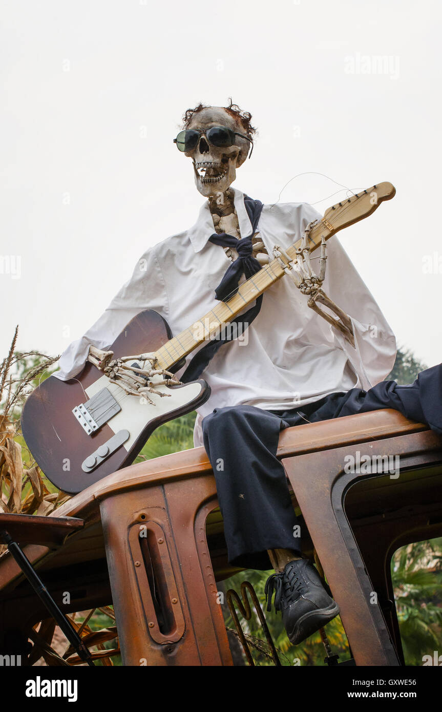 funny skeleton with guitar Stock Photo Alamy