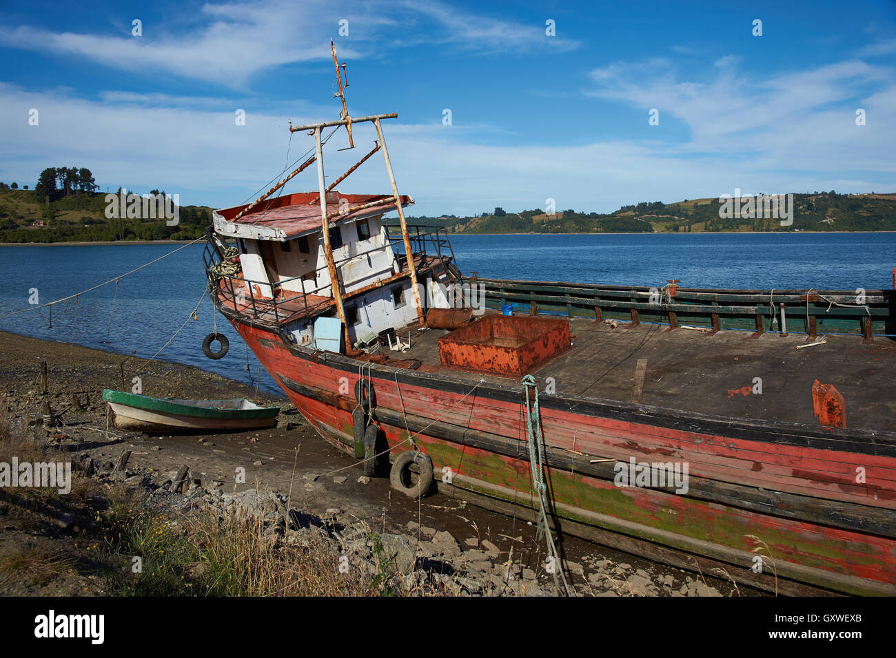 Derelict Fishing Boat Stock Photo - Alamy