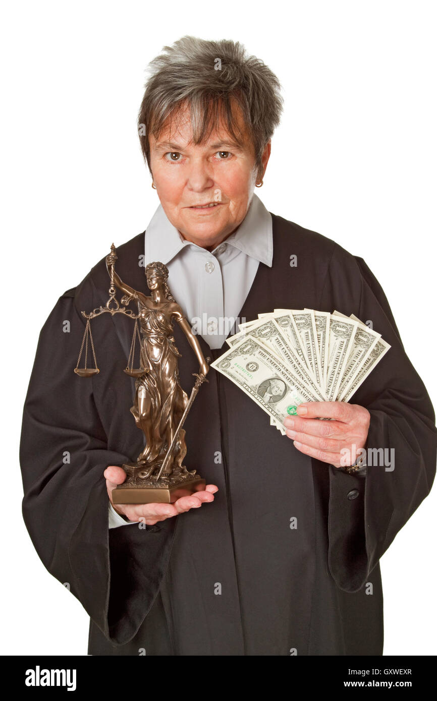 Female lawyer with money isolated on white background Stock Photo Alamy