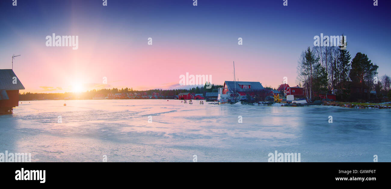 Fisherman village at winter Stock Photo