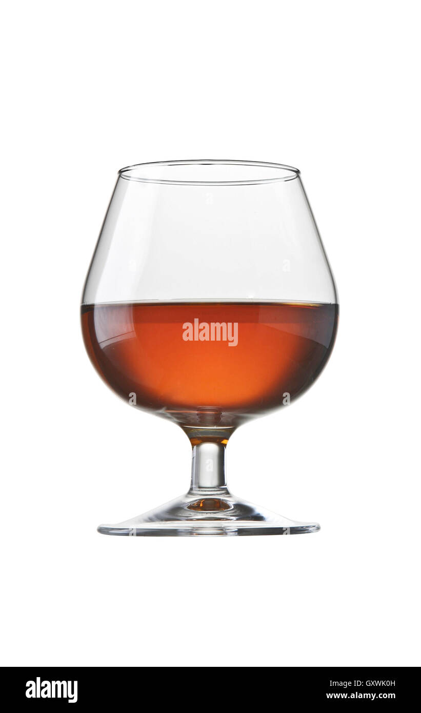 Glass with cognac brandy on white isolated background Stock Photo - Alamy