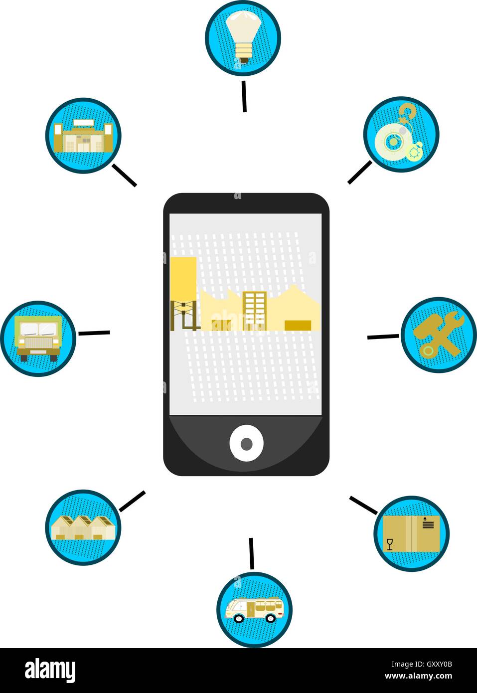 Industrial Supply chain view on smart phone Stock Vector Image & Art