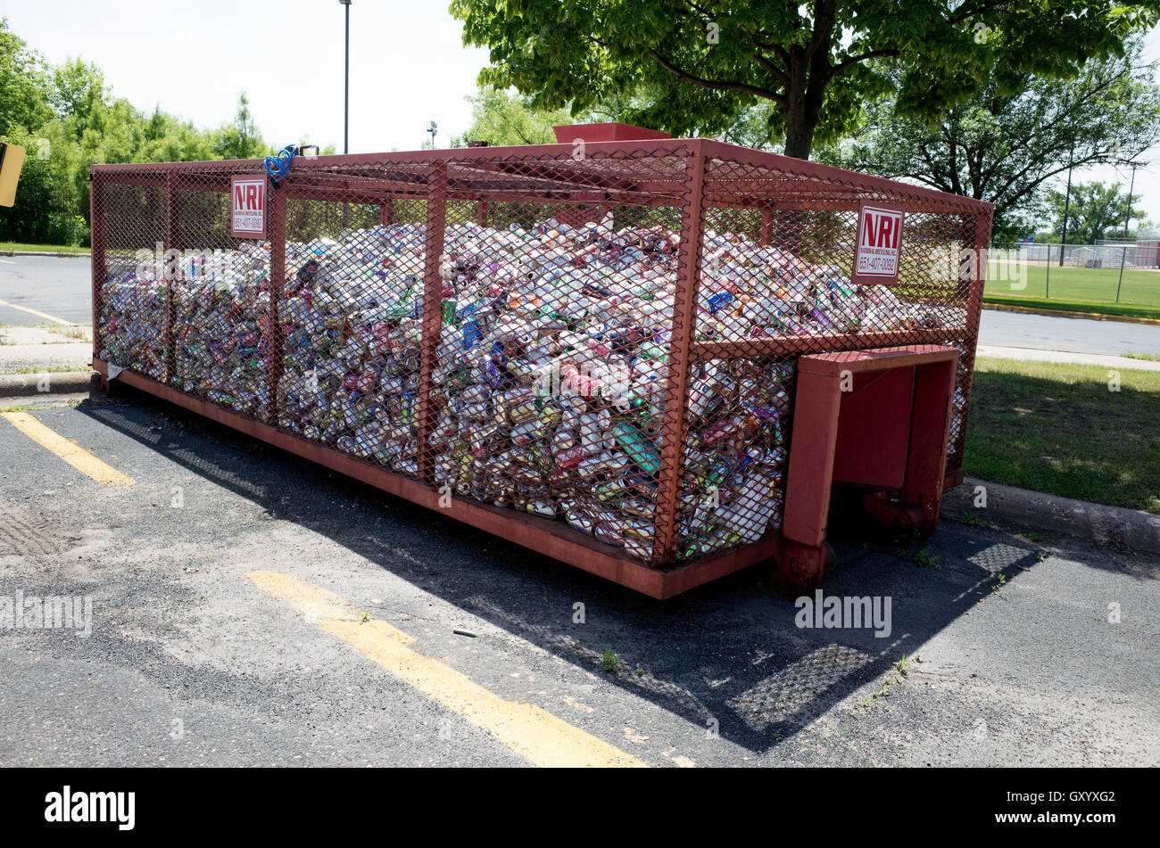 Large bin of aluminum cans for recycling and fundraiser for local group