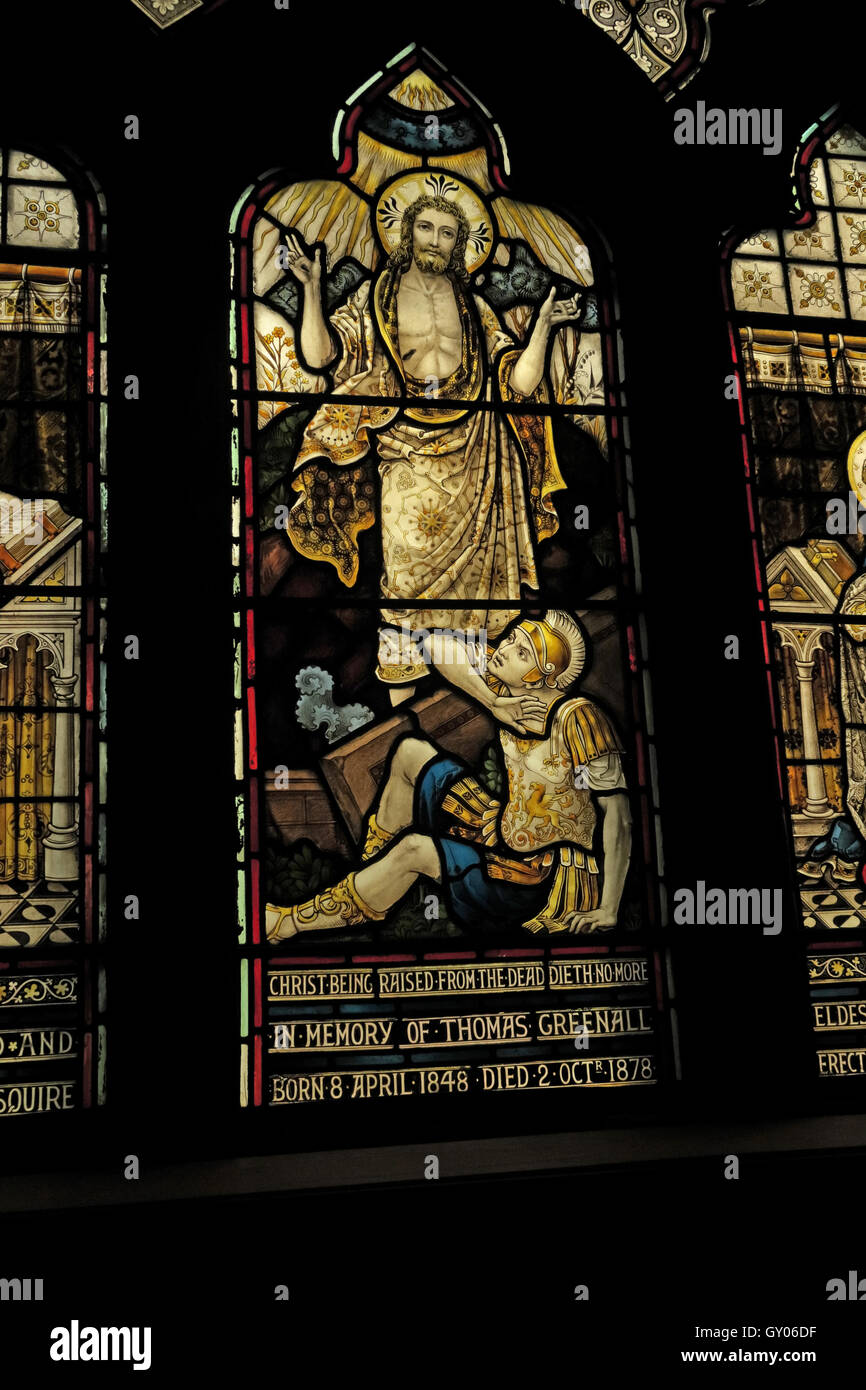 St Wilfrids Church Grappenhall- Thomas Greenall Window, Warrington Stock Photo