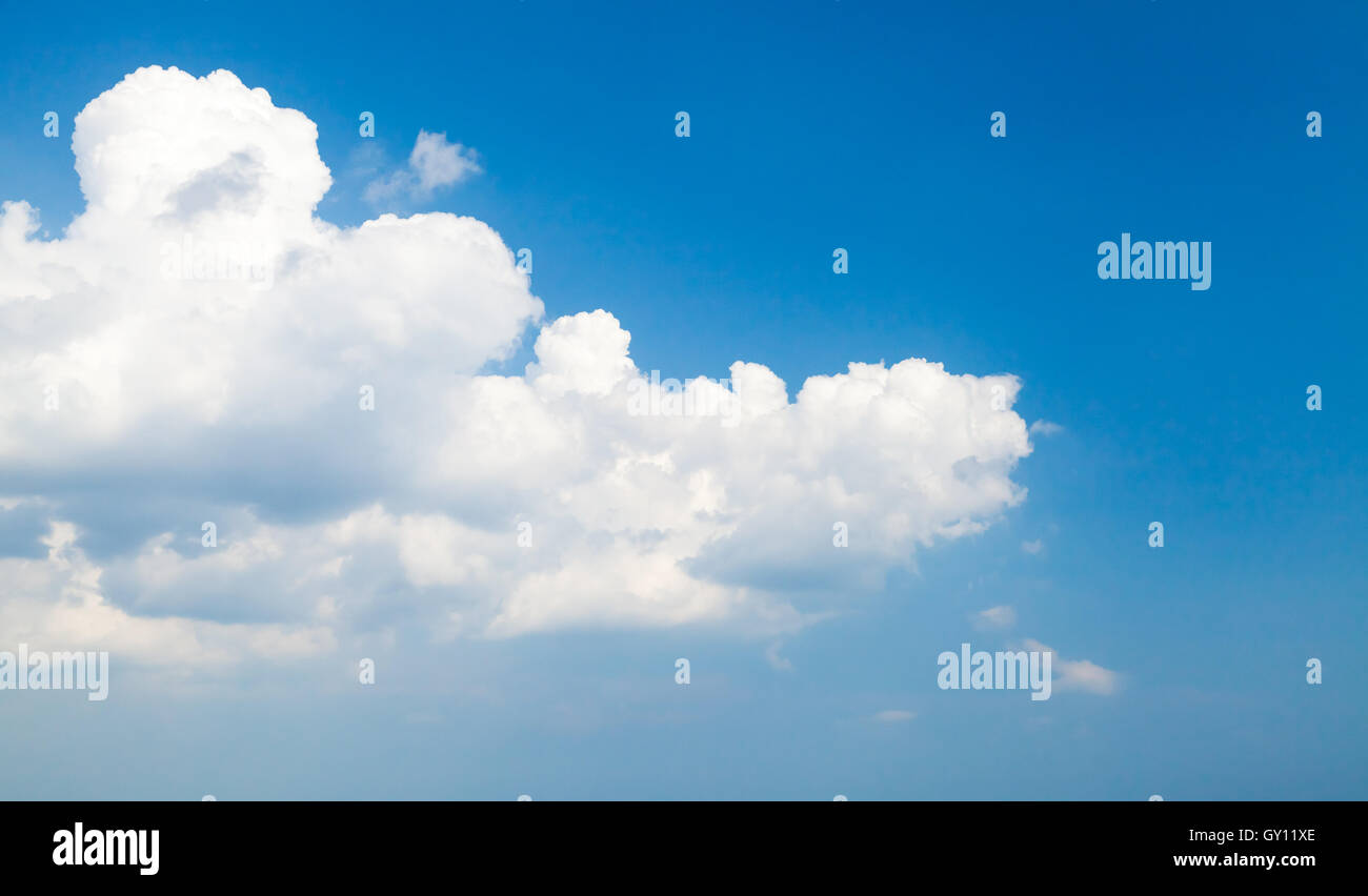 White cumulus clouds in deep blue sky, natural photo background Stock ...