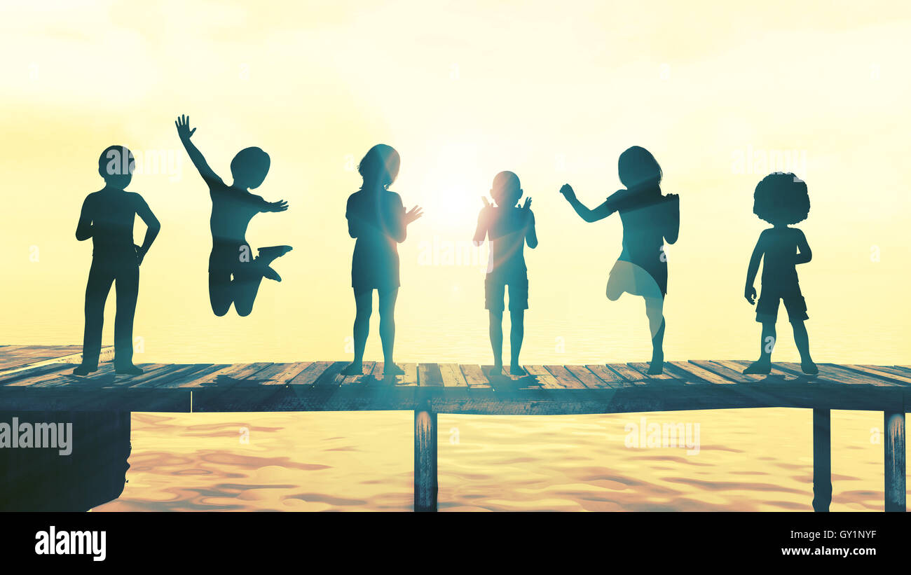 Happy Children Playing in the Park Illustration Stock Photo - Alamy