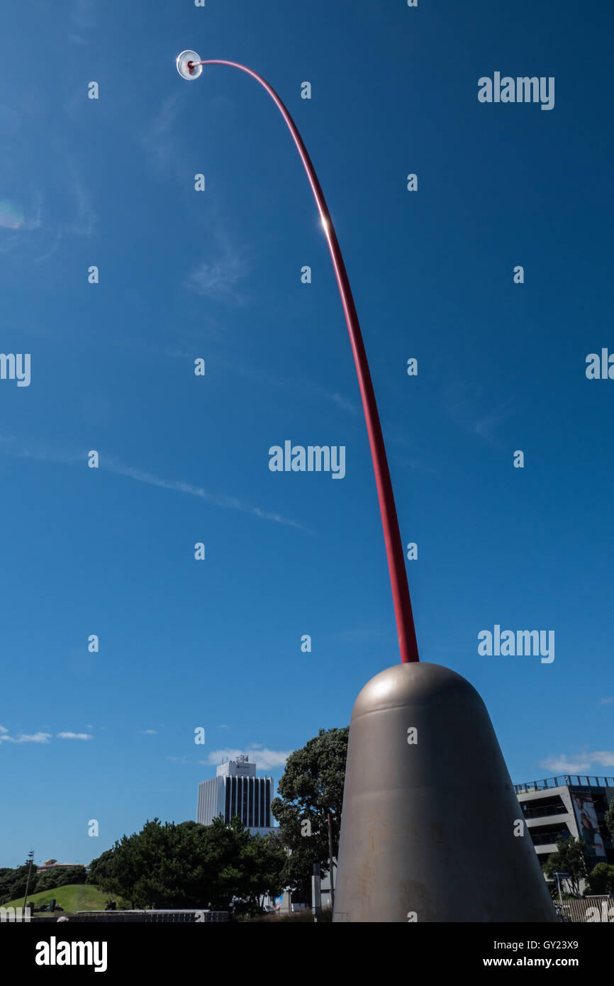 The Len Lye Wind Wand on the Coastal Walkway New Plymouth, North Island, New Zealand. Stock Photo