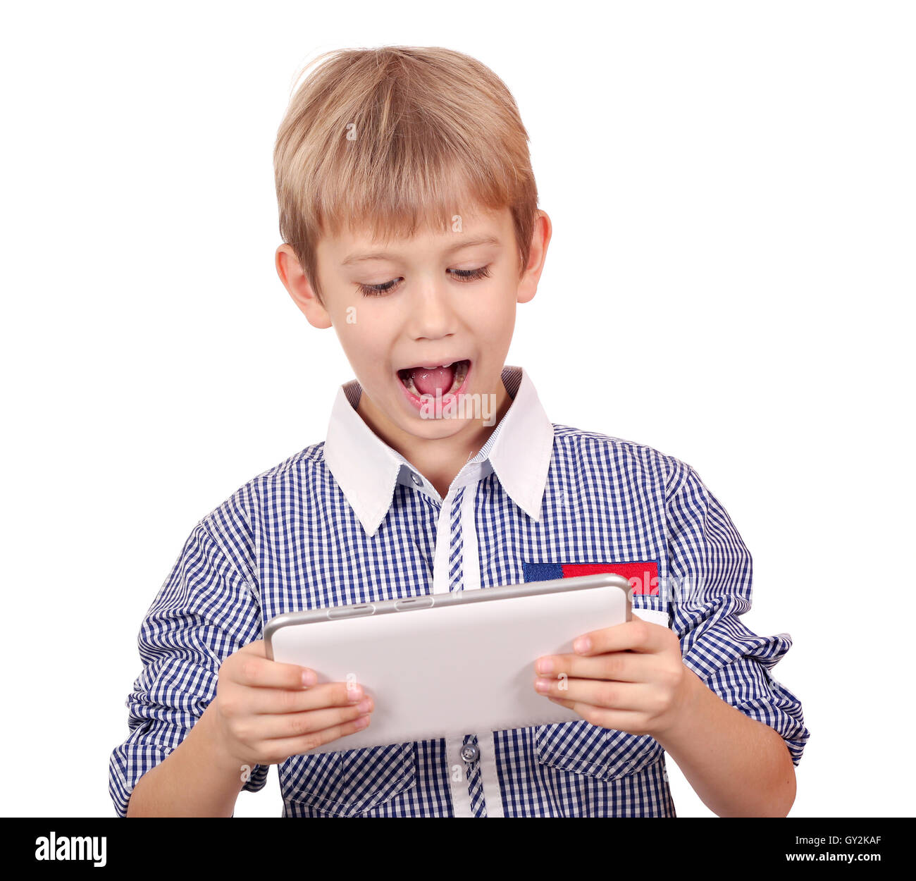 boy with tablet pc studio shot Stock Photo - Alamy