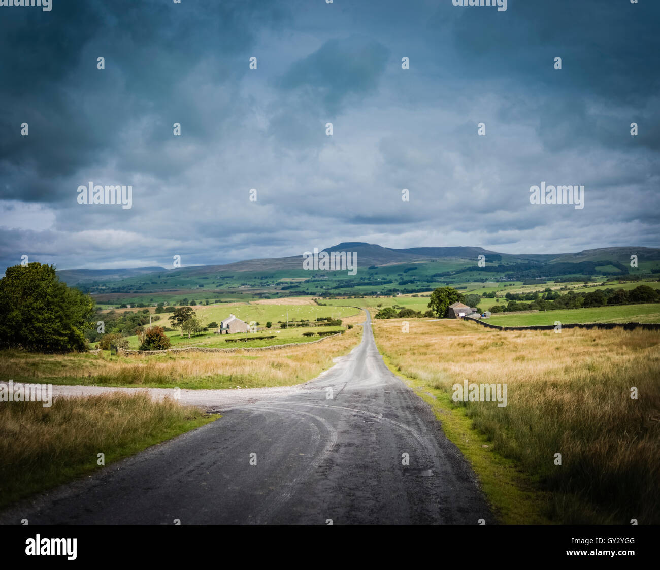 The road to Ingleborough, Lancashire / Yorkshire county boundary, north west England, UK. Stock Photo