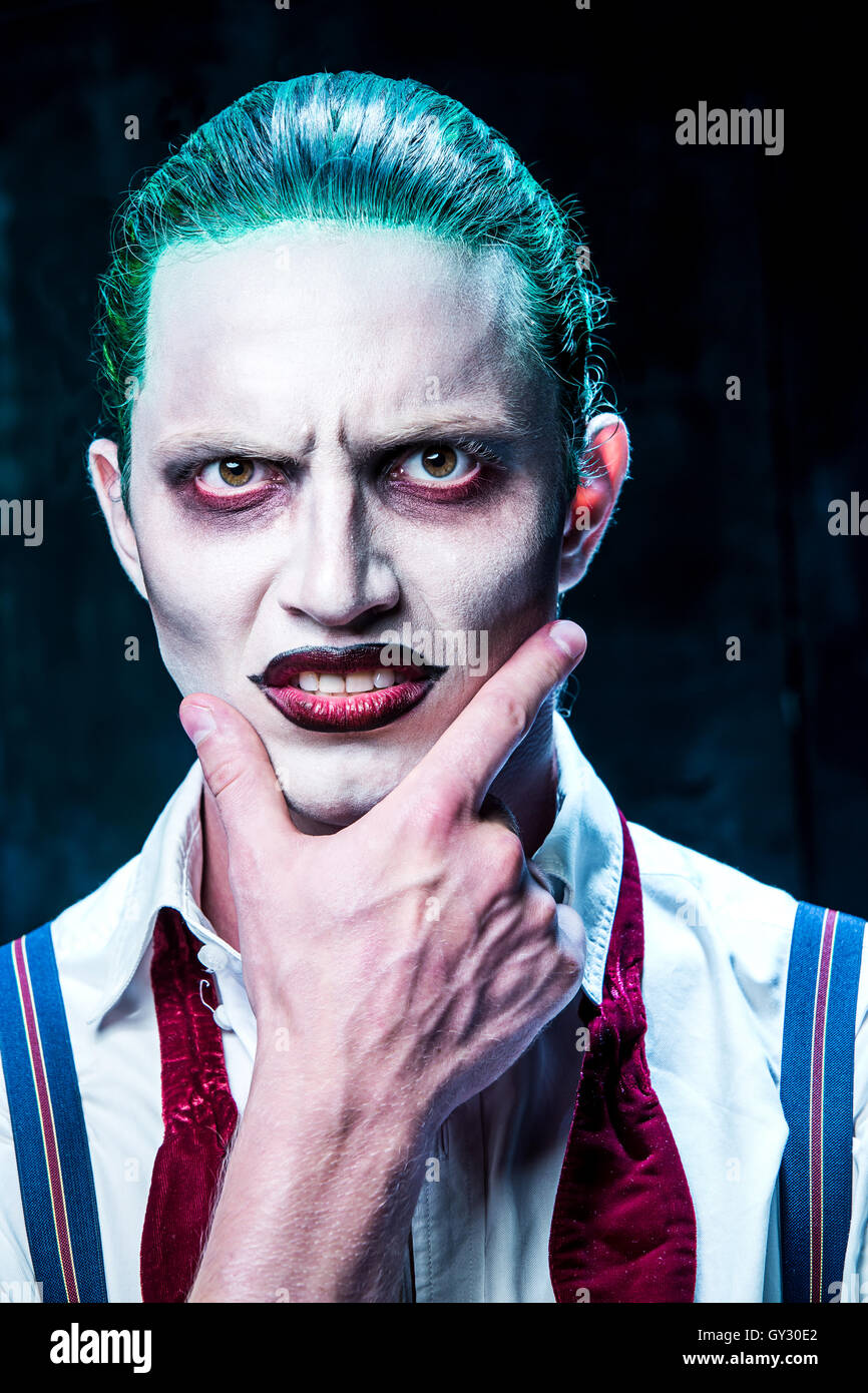 Bloody Halloween theme crazy joker face Stock Photo Alamy