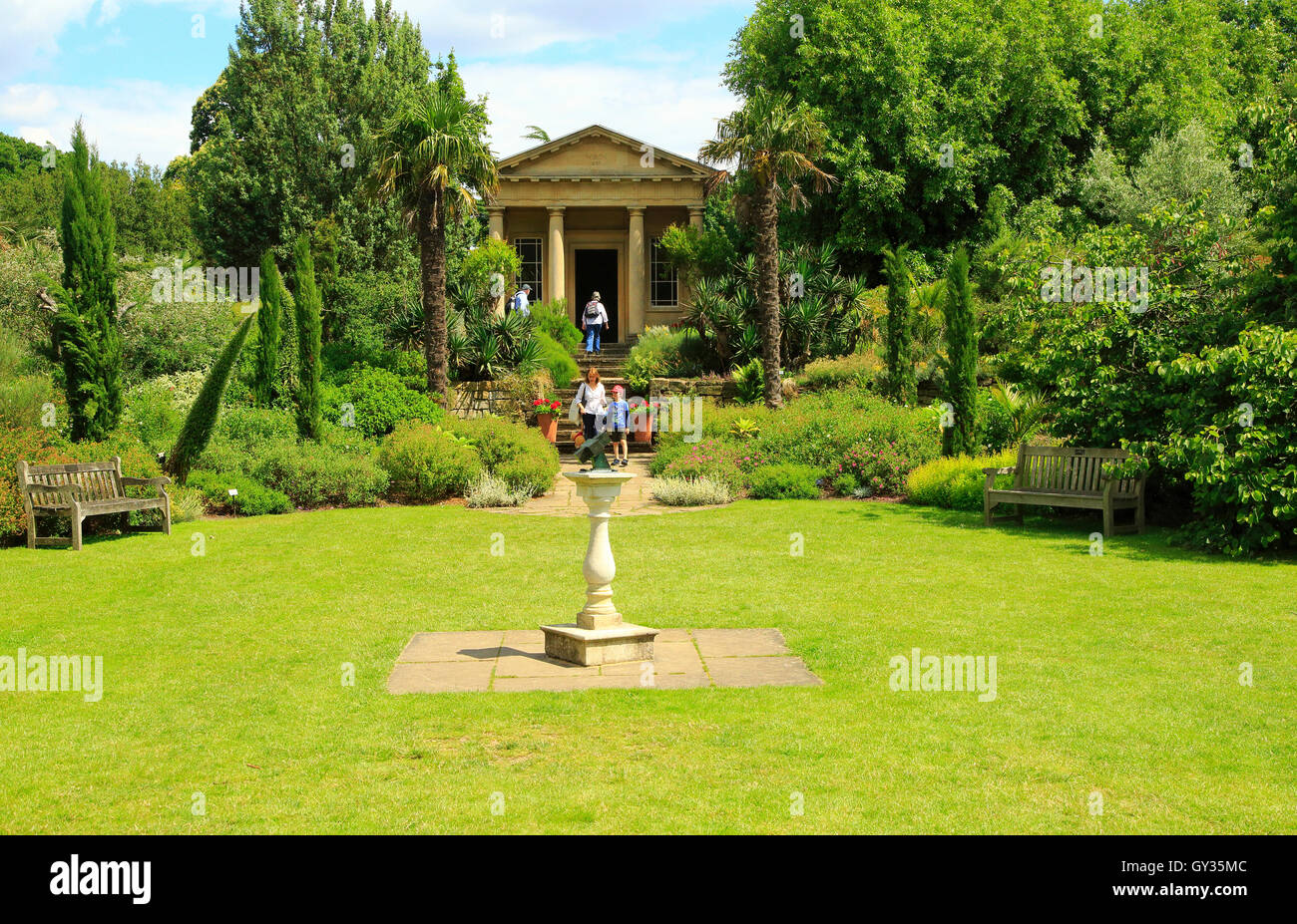 King William’s Temple and Mediterranean Garden,  Royal Botanic Gardens, Kew, London, England, UK Stock Photo