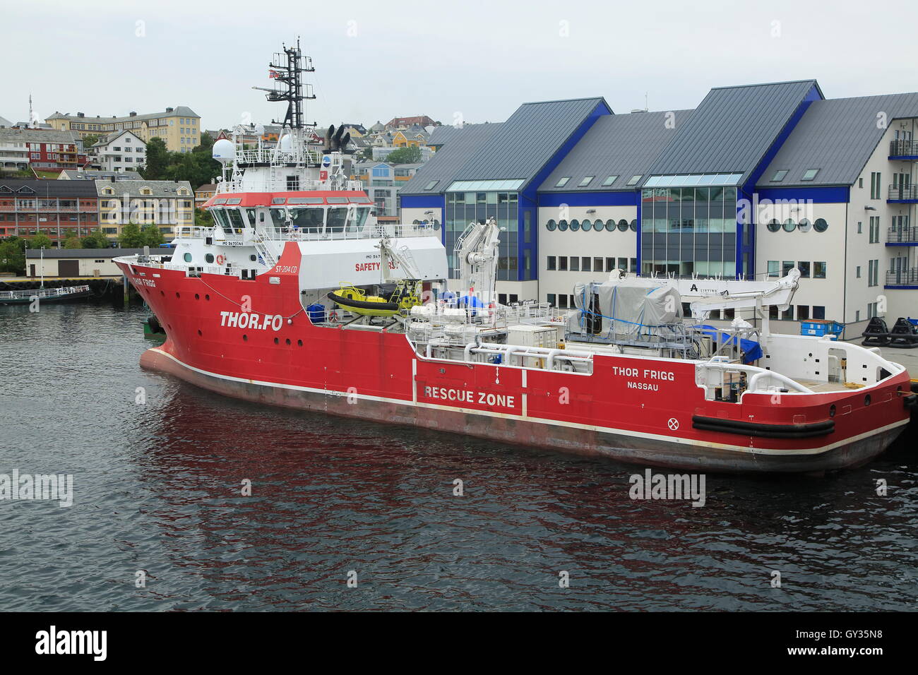 Thor Frigg research survey ship in harbour at Kristiansund, Romsdal county, Norway Stock Photo