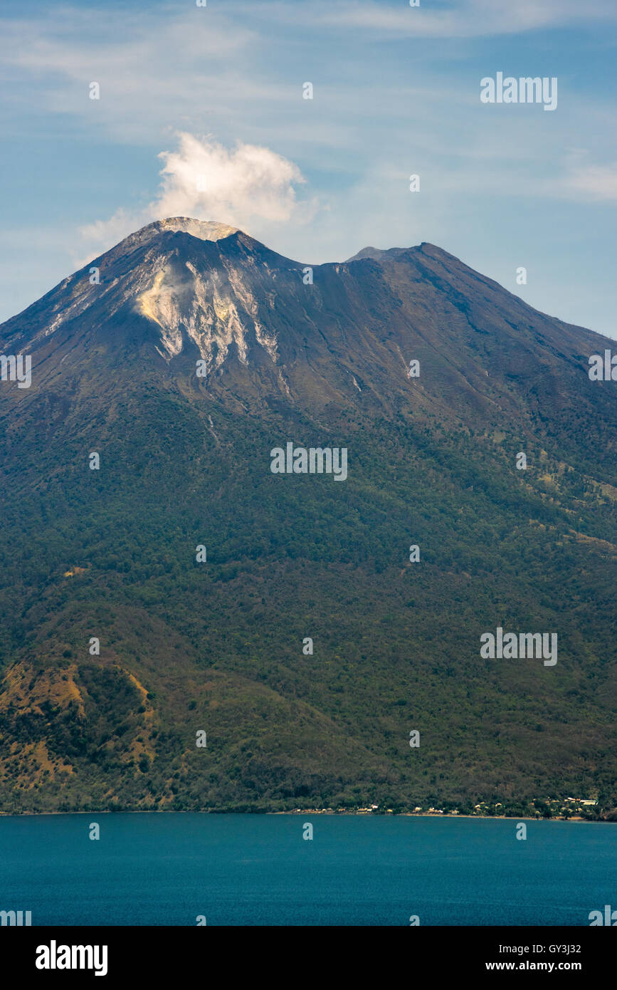 Mount Lewotolo (Lewotolok) volcano in Lembata Island, East Nusa Tenggara, Indonesia. Stock Photo