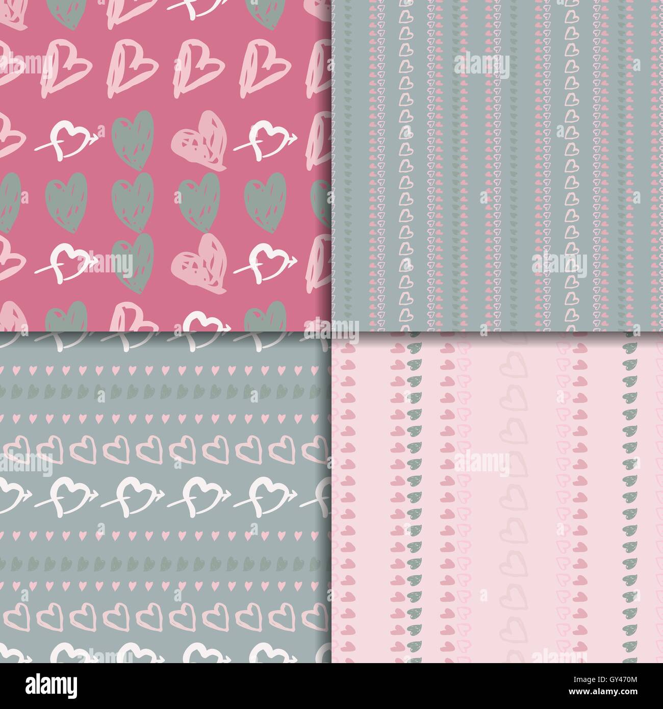 Doodle seamless pattern set with hearts Stock Vector Image & Art - Alamy