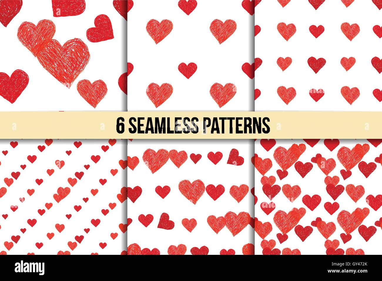 Doodle seamless pattern set with hearts Stock Vector Image & Art - Alamy
