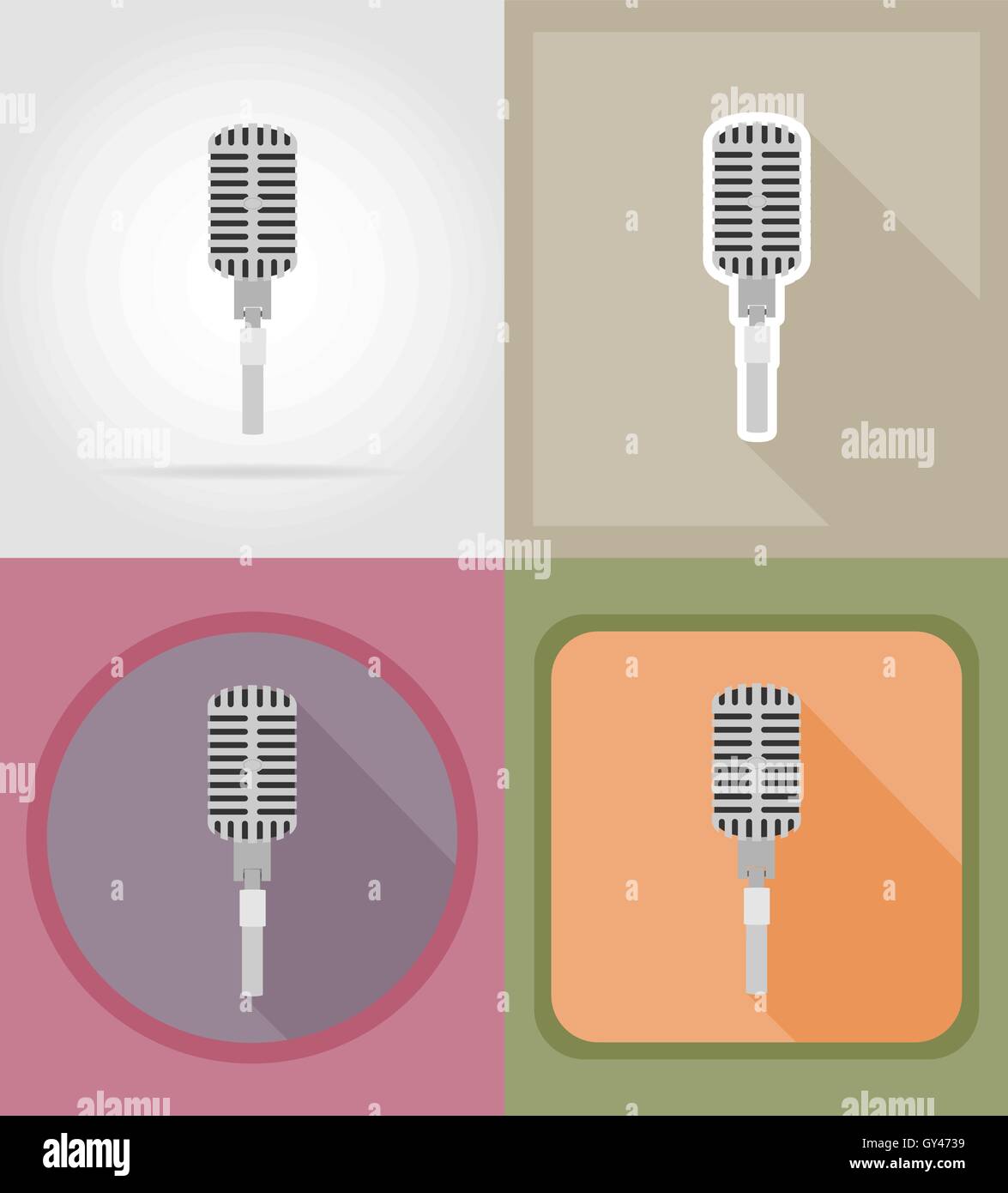 microphones flat icons vector illustration isolated on background Stock ...