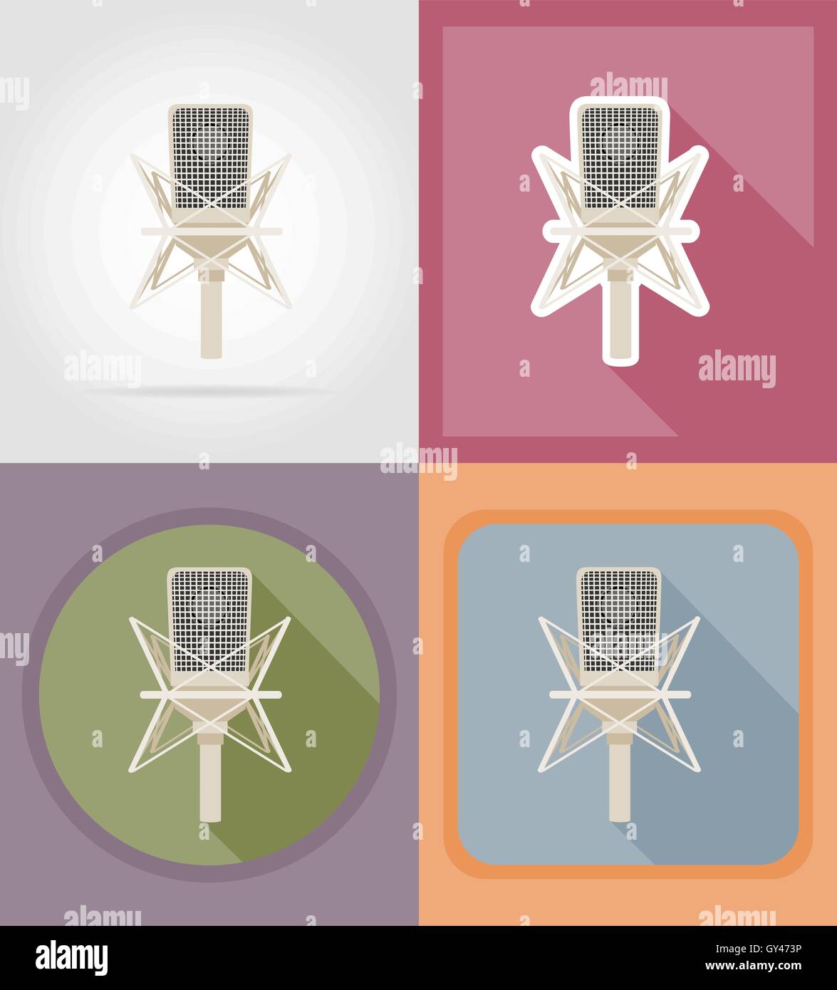 microphones flat icons vector illustration isolated on background Stock ...