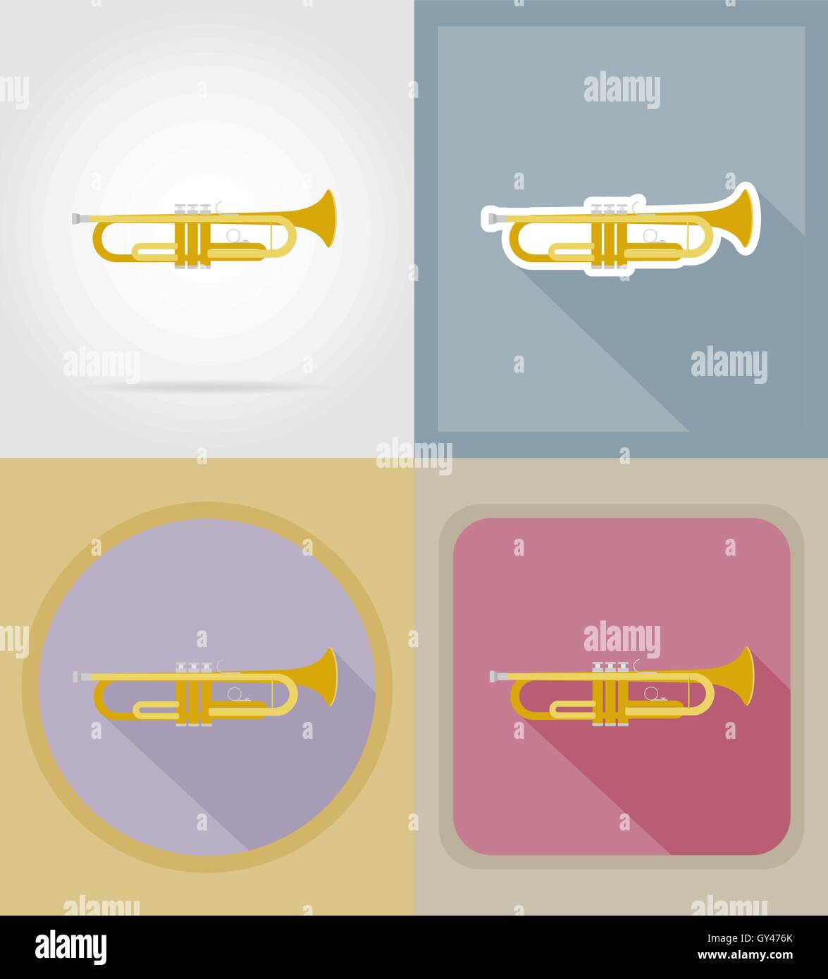 trumpet flat icons vector illustration isolated on background Stock ...