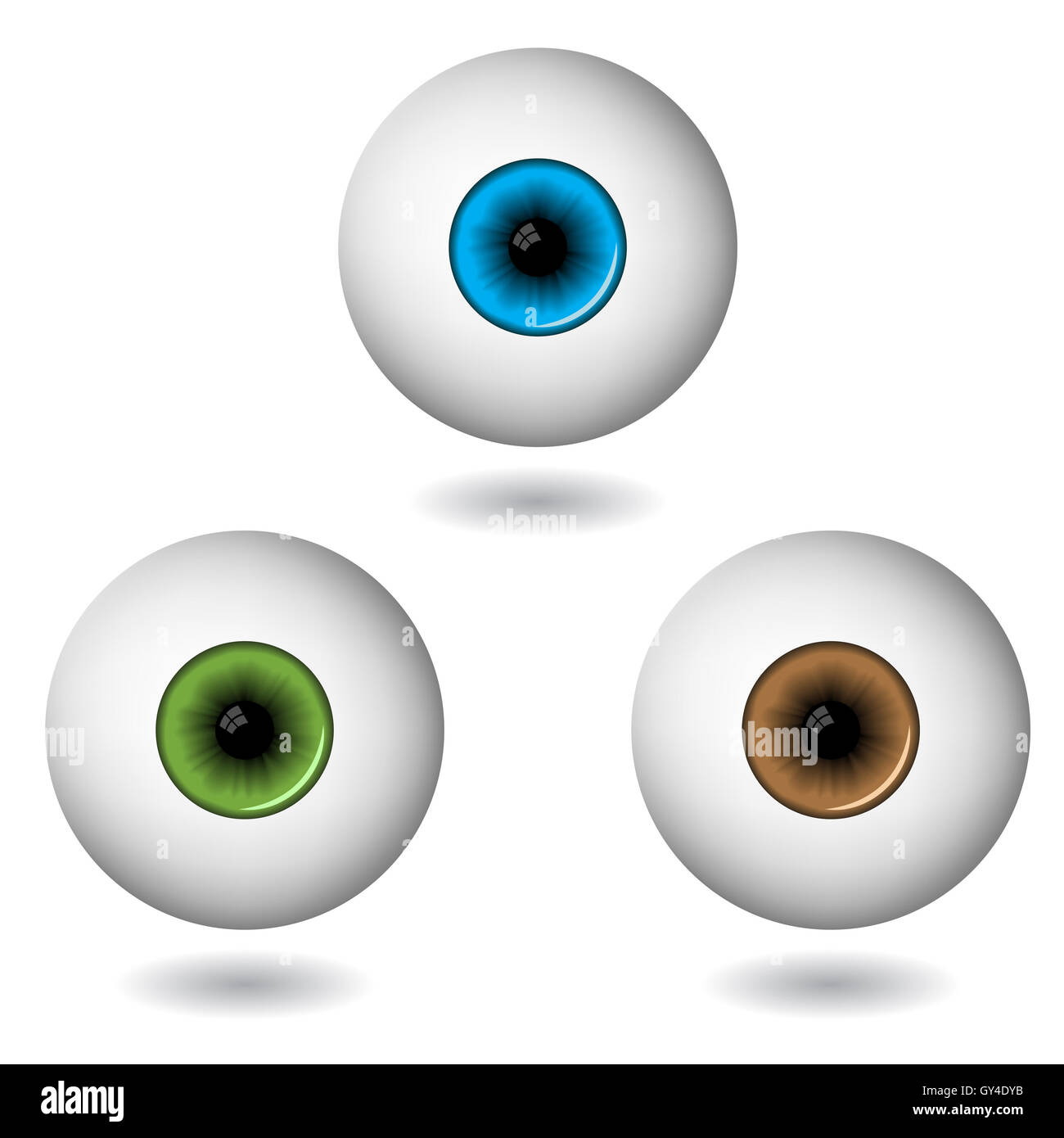eye balls in three main colours isolated on white Stock Photo Alamy