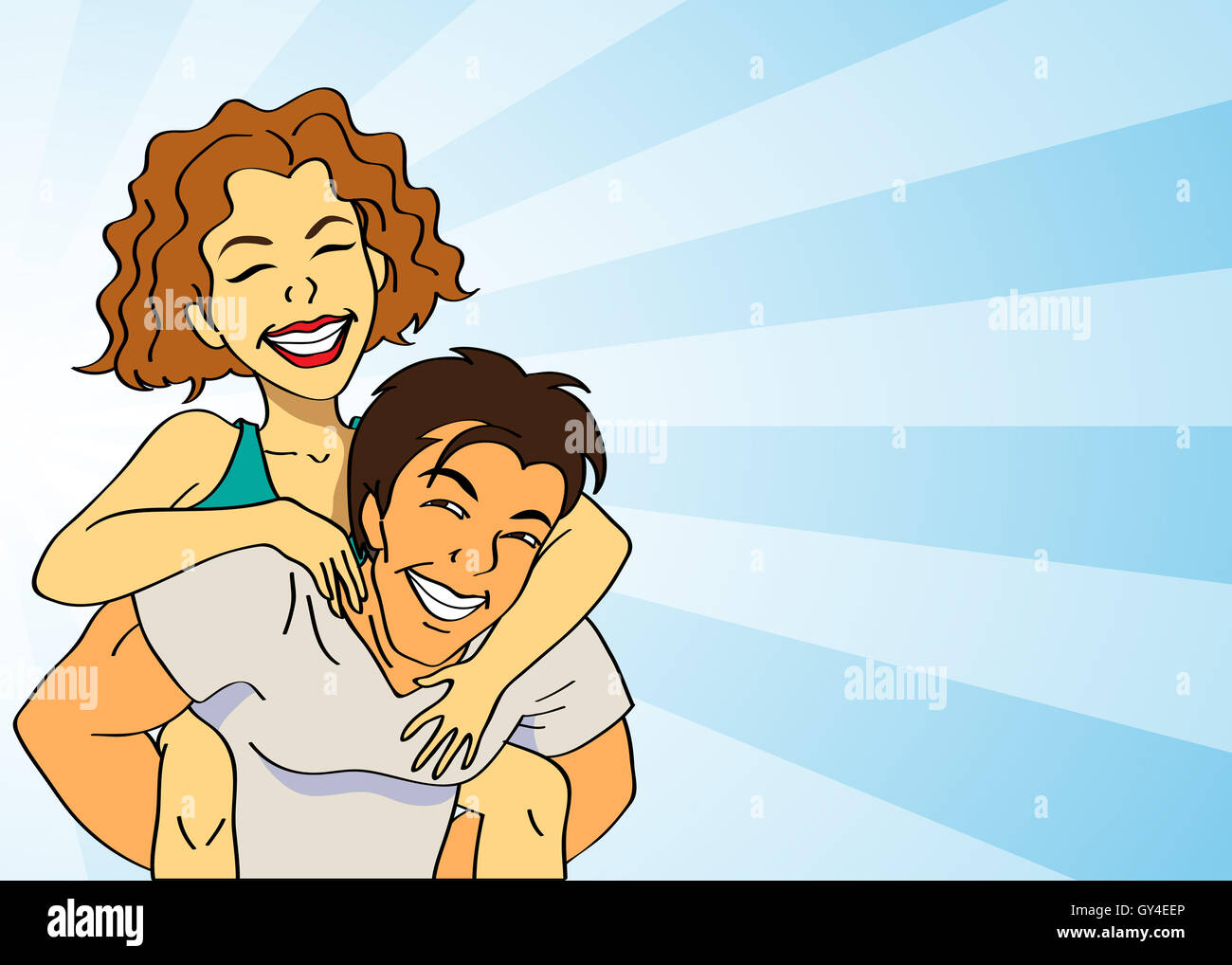 a happy couple with a joyful piggyback ride Stock Photo - Alamy