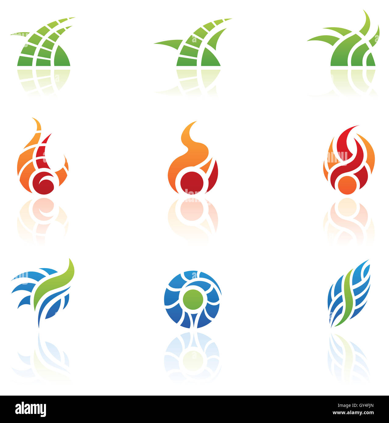 various nature elements icons, isolated Stock Photo