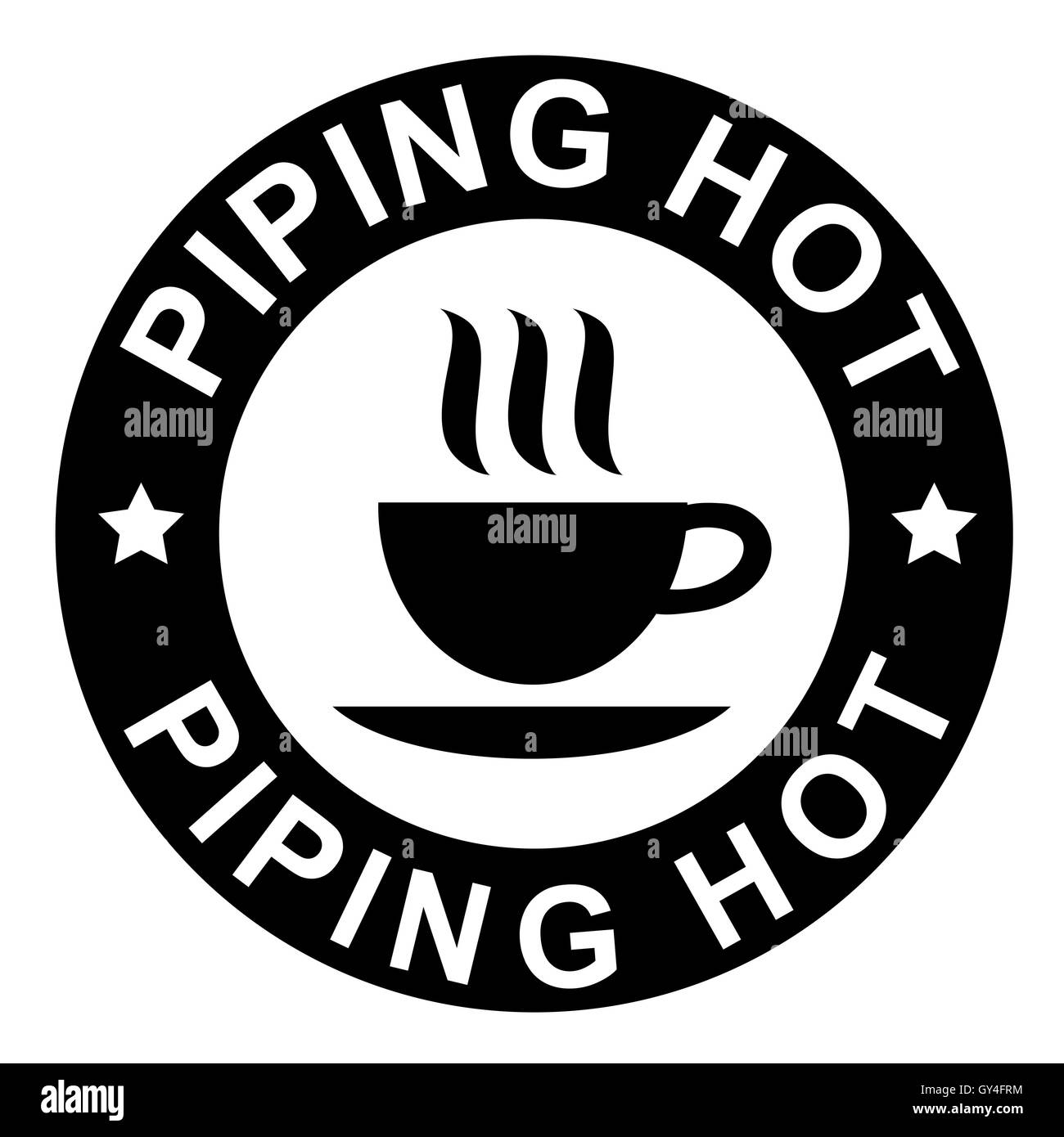 piping hot warning sign with a cup of coffee Stock Photo Alamy