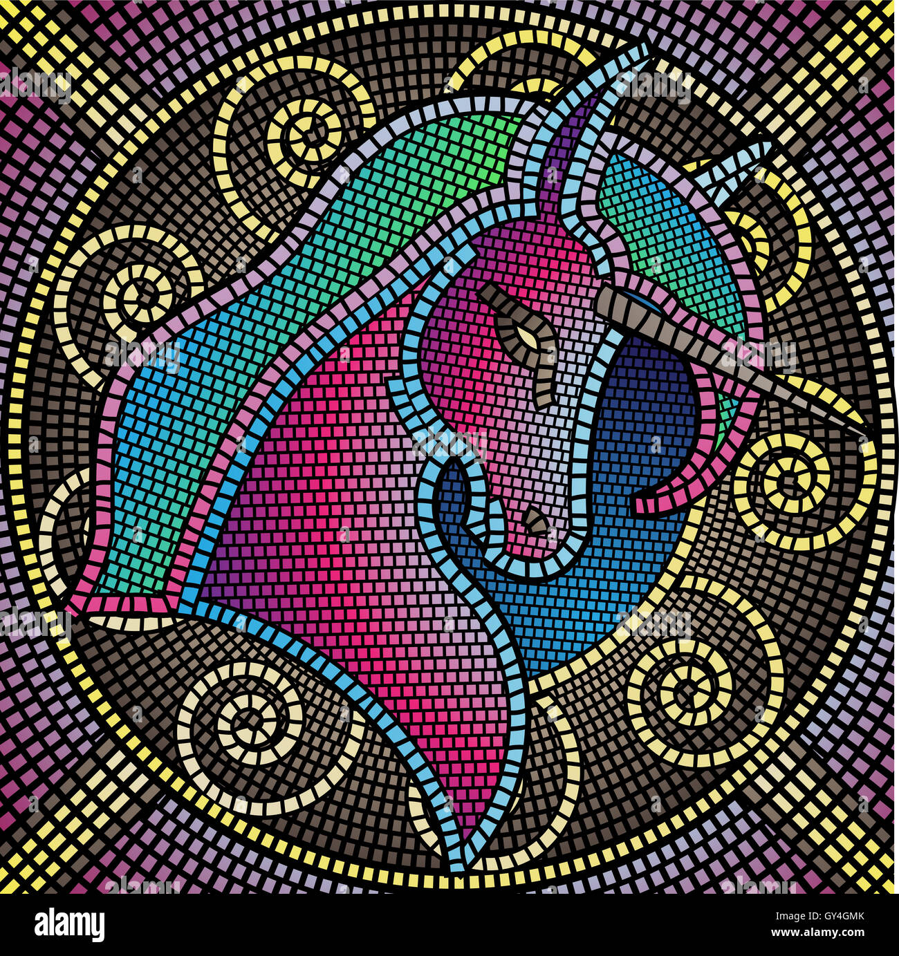mosaic tiles forming a unicorn Stock Photo Alamy
