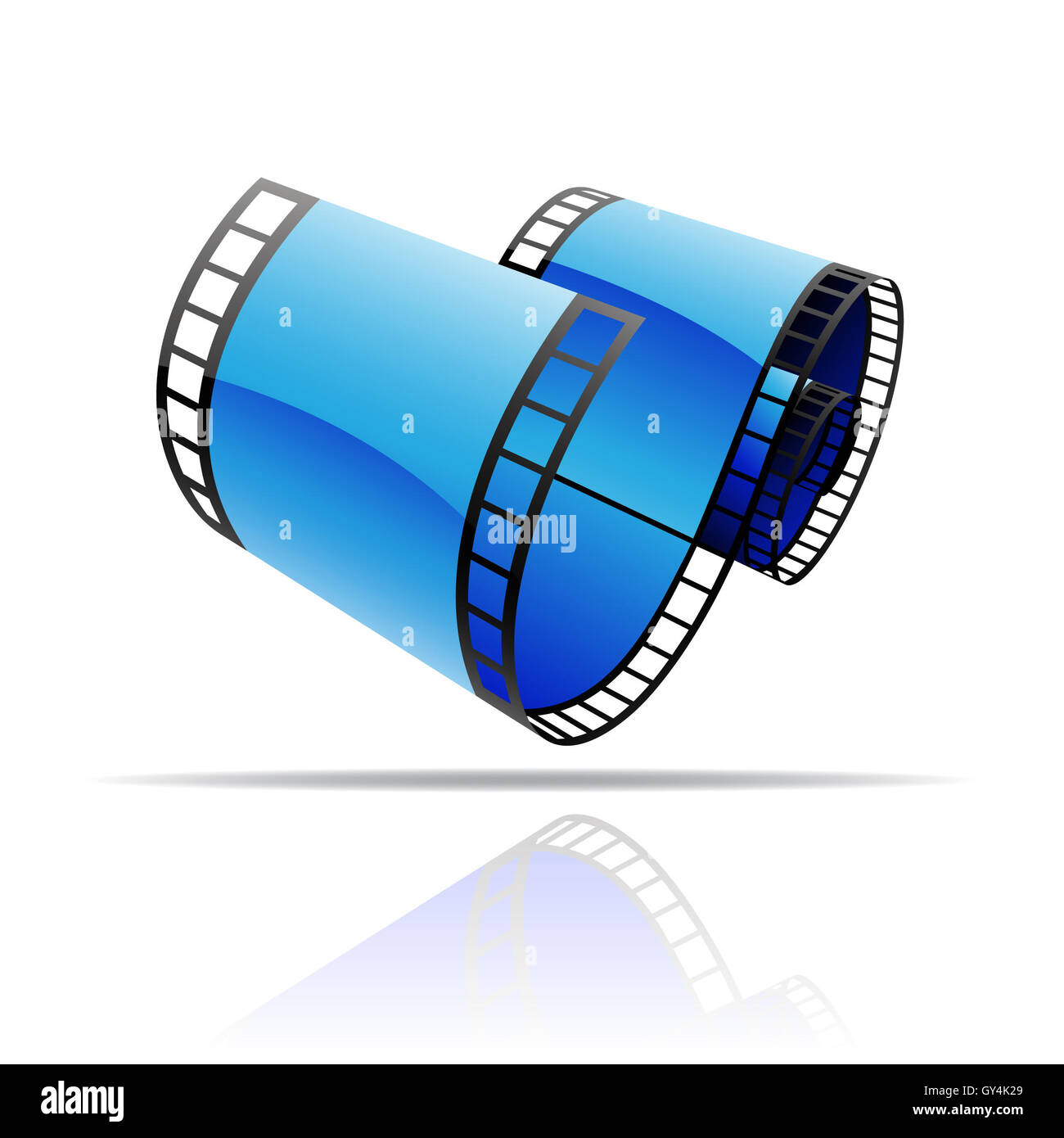 Blue film reel isolated on white Stock Photo Alamy