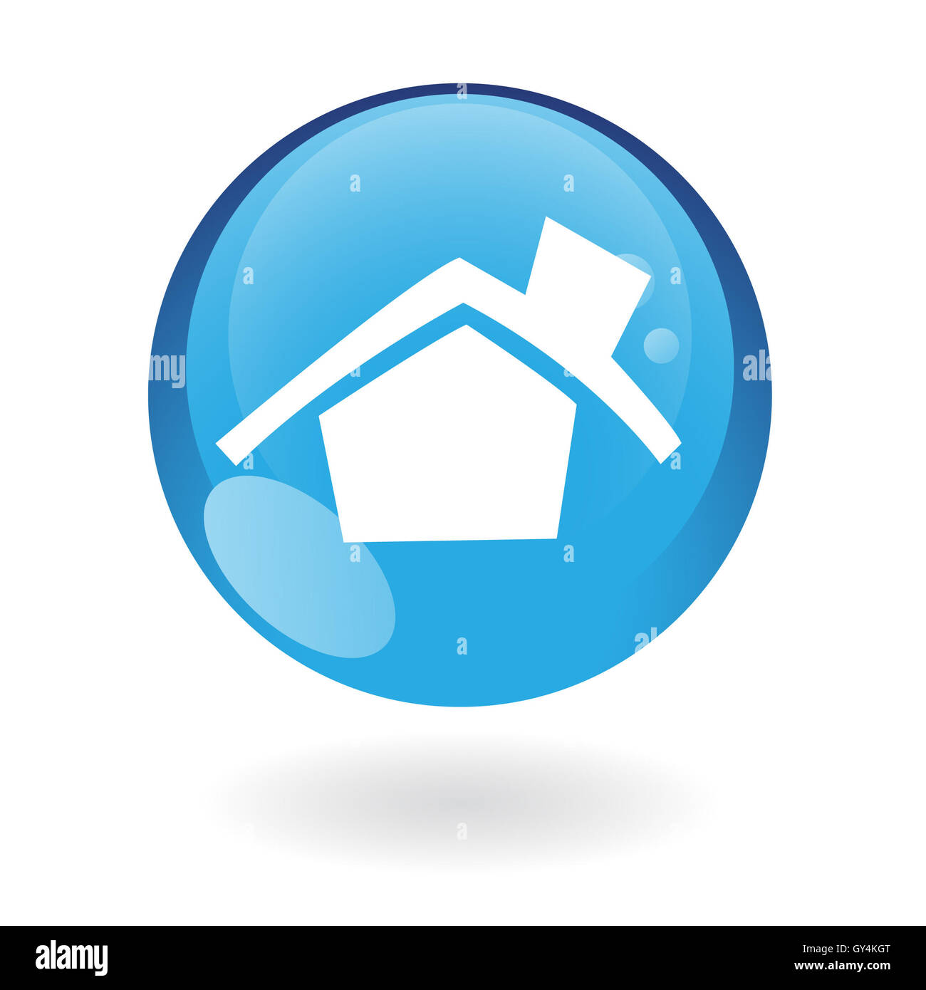 Glossy home in blue button isolated on white Stock Photo - Alamy