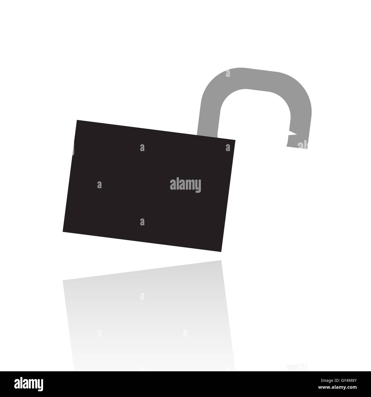 Open black padlock isolated on white background Stock Photo - Alamy