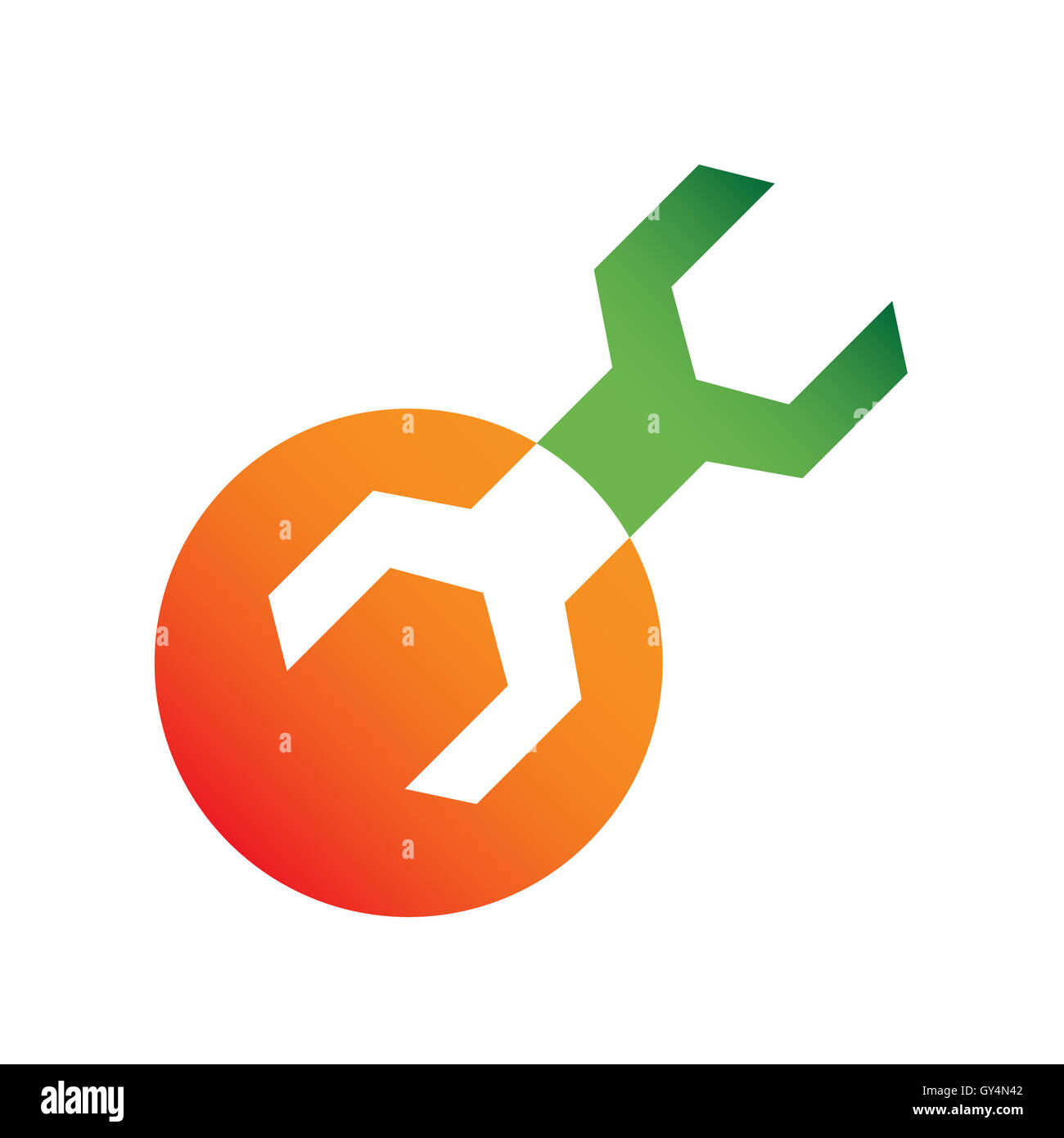 Orange and green wrench isolated on white Stock Photo - Alamy