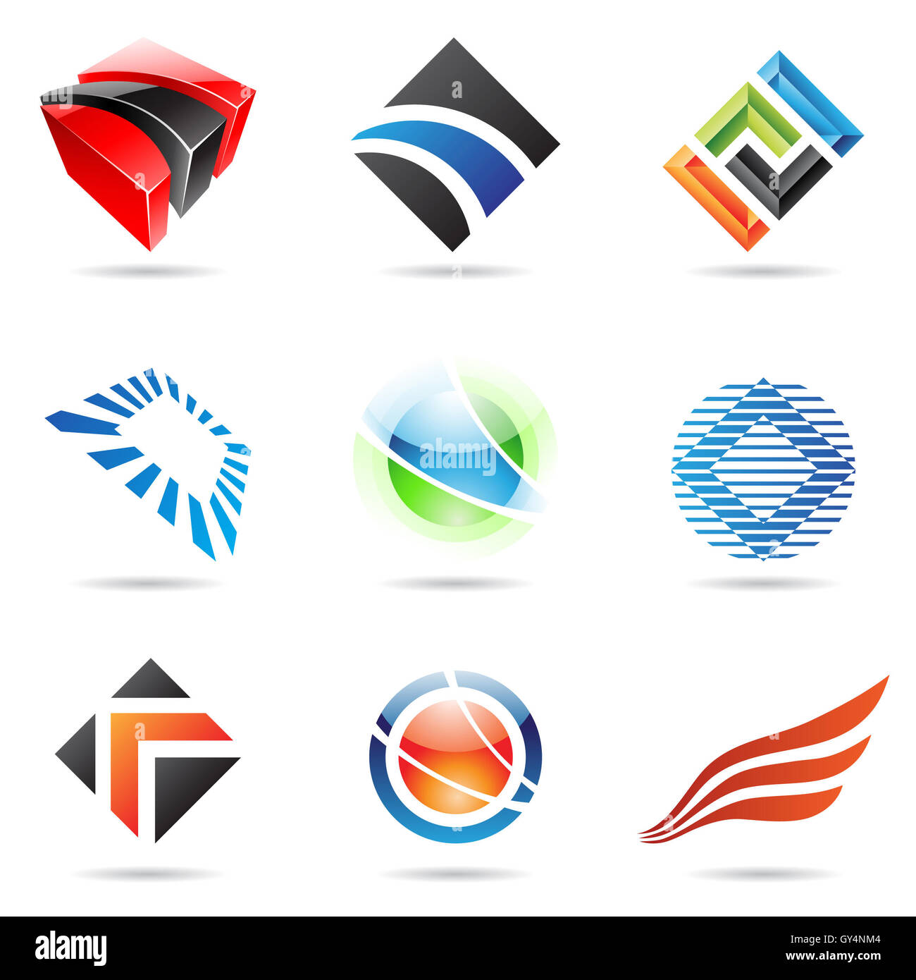 Various colorful abstract icons isolated on a white background Stock ...