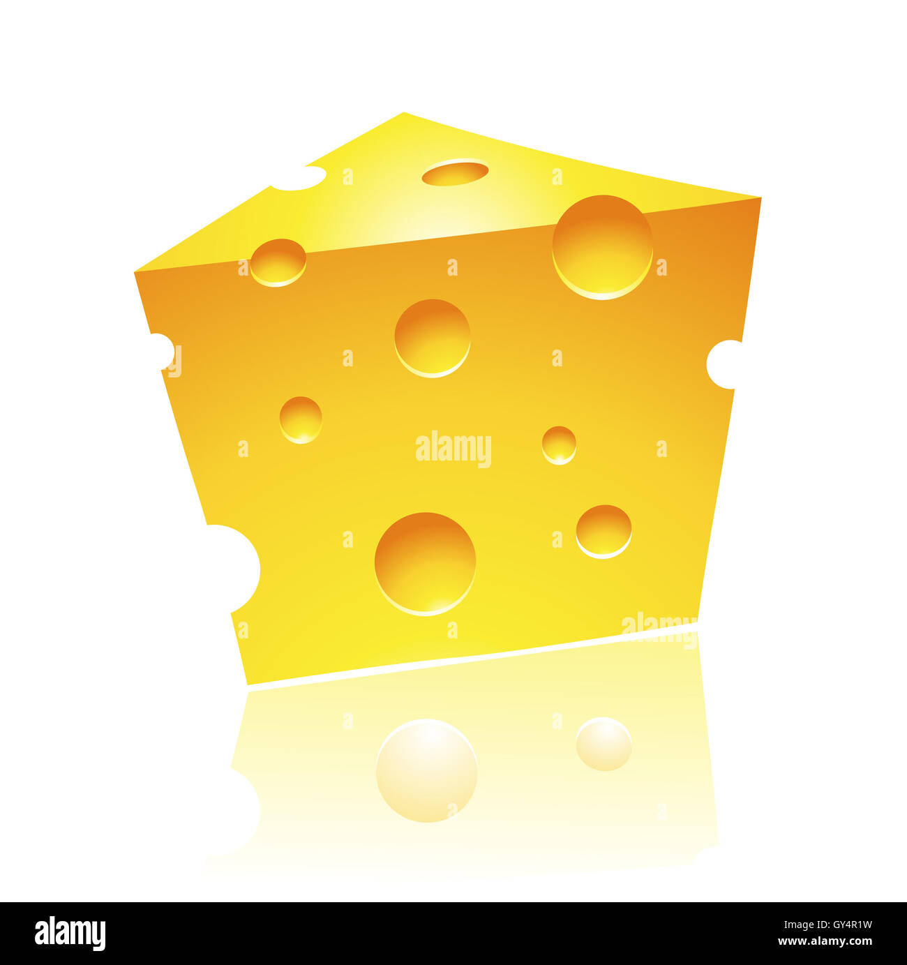 Vector Illustration of Cheddar Cheese with Reflection Stock Photo - Alamy