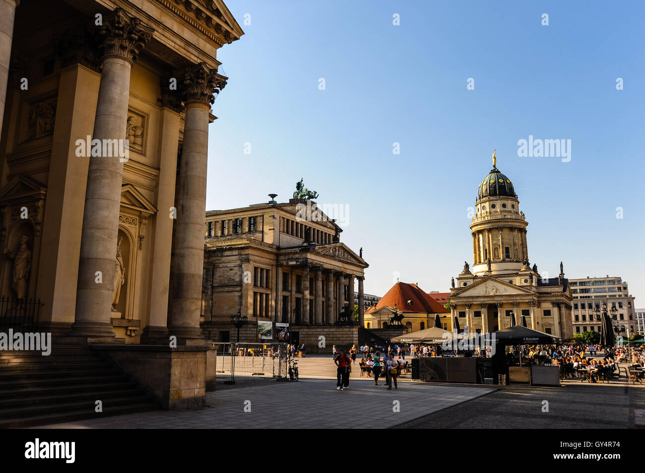 Berlin, Germany. The Gendarmenmarkt is a large and famous square in Berlin, the site of the Konzerthaus and the French and German Cathedrals. Stock Photo