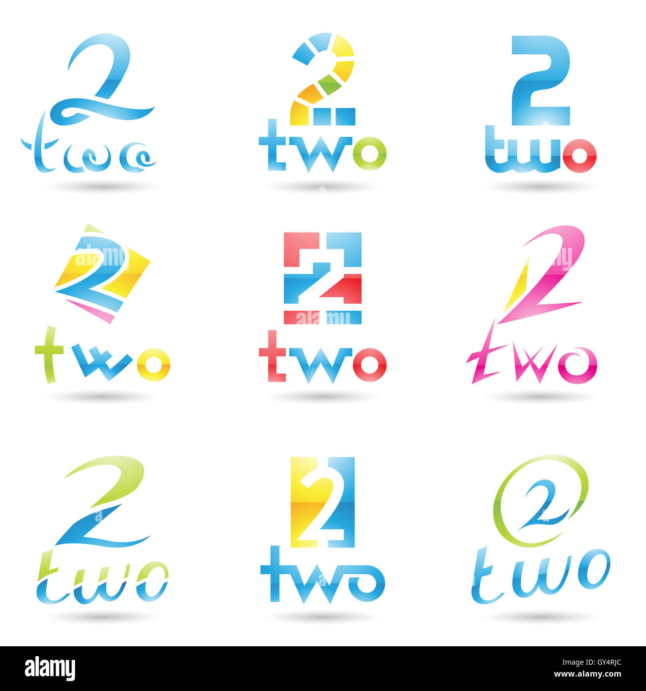Vector Illustration Of Icons For Number Two Isolated On White 