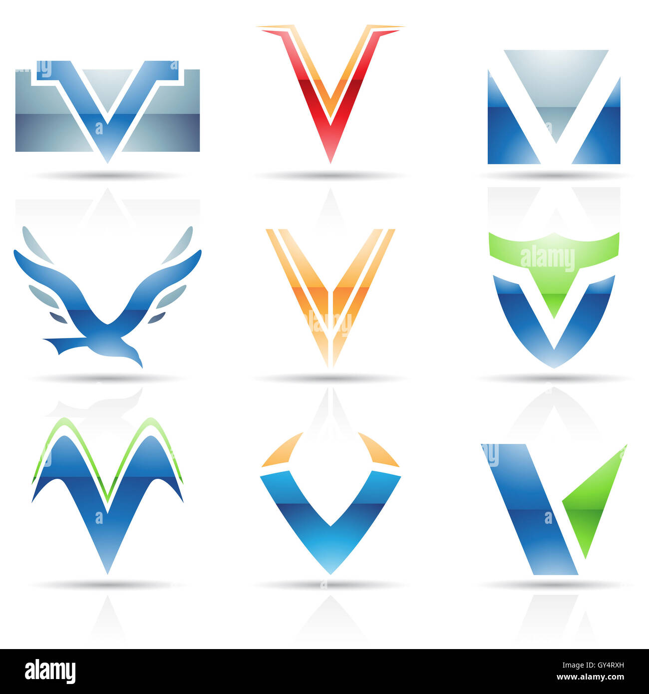 Vector illustration of abstract icons based on the letter V Stock Photo ...