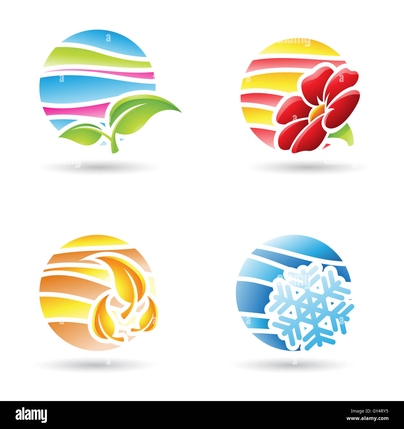 vector illustration of colorful four seasons abstract icons Stock Photo ...