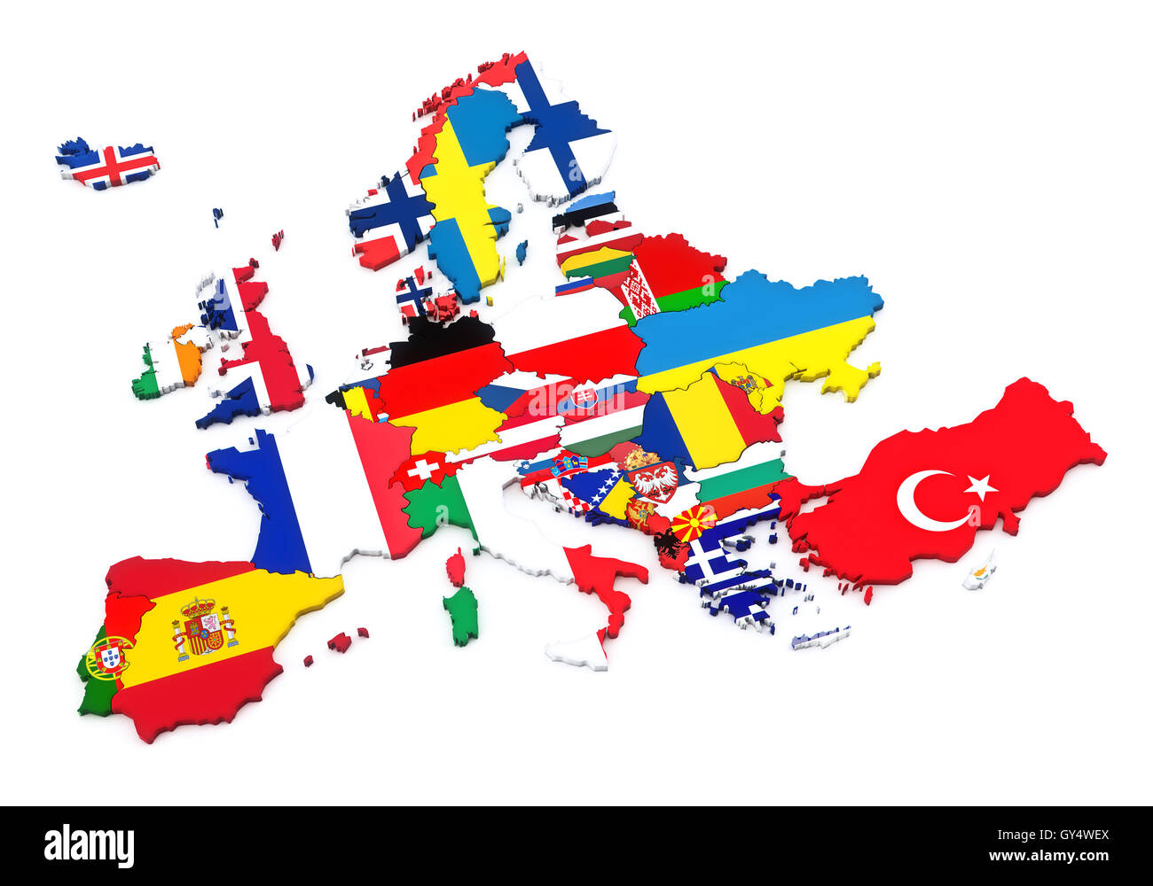 European Countries 3d render Stock Photo