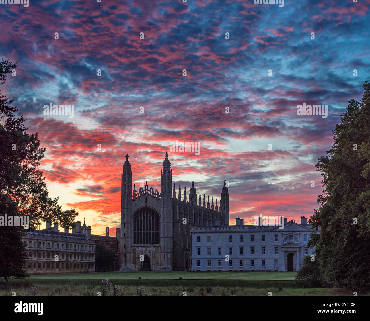 Dawn over King's College Chapel, Cambridge, UK Stock Photo