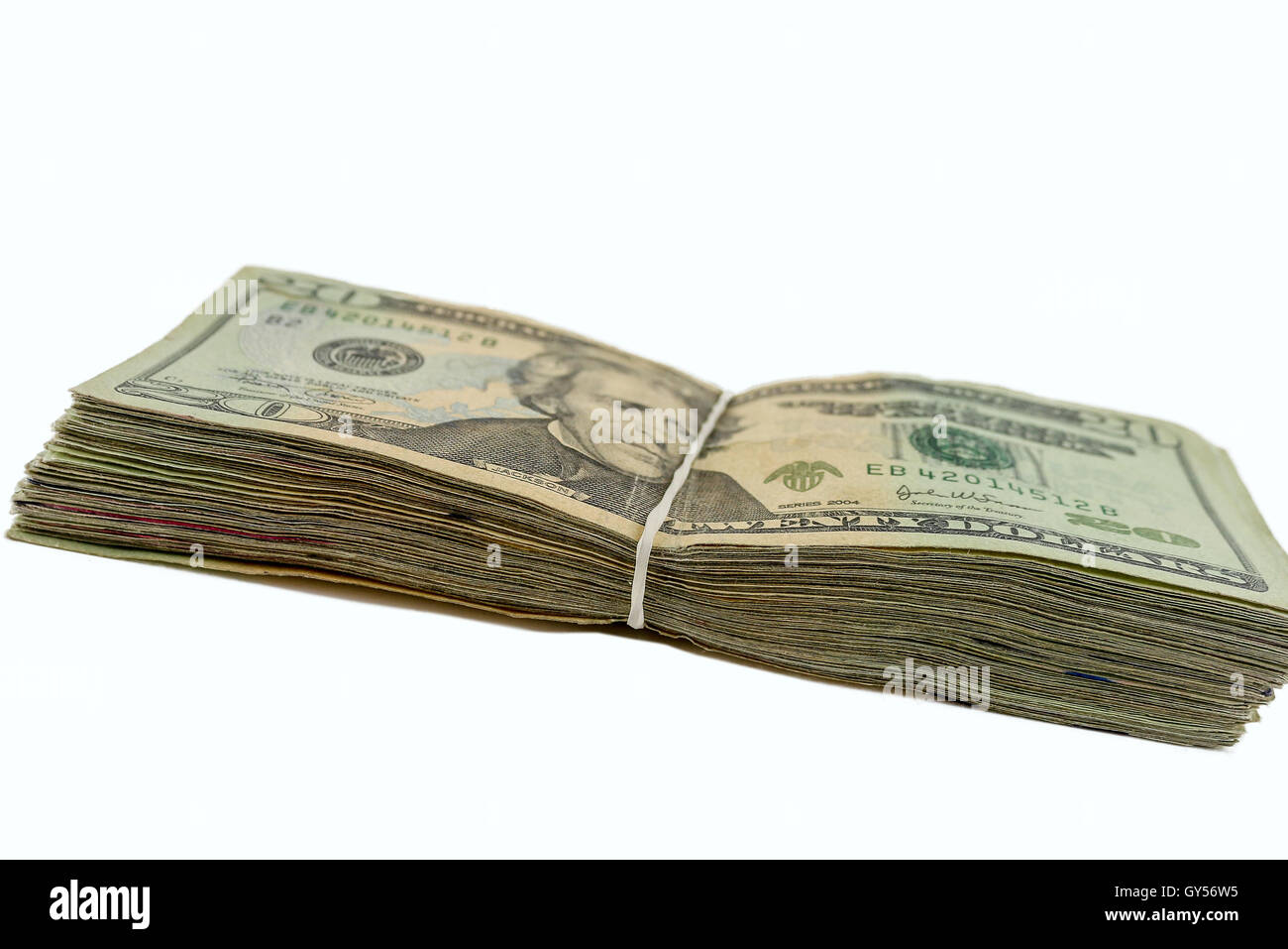 Stack of $20  bills Stock Photo