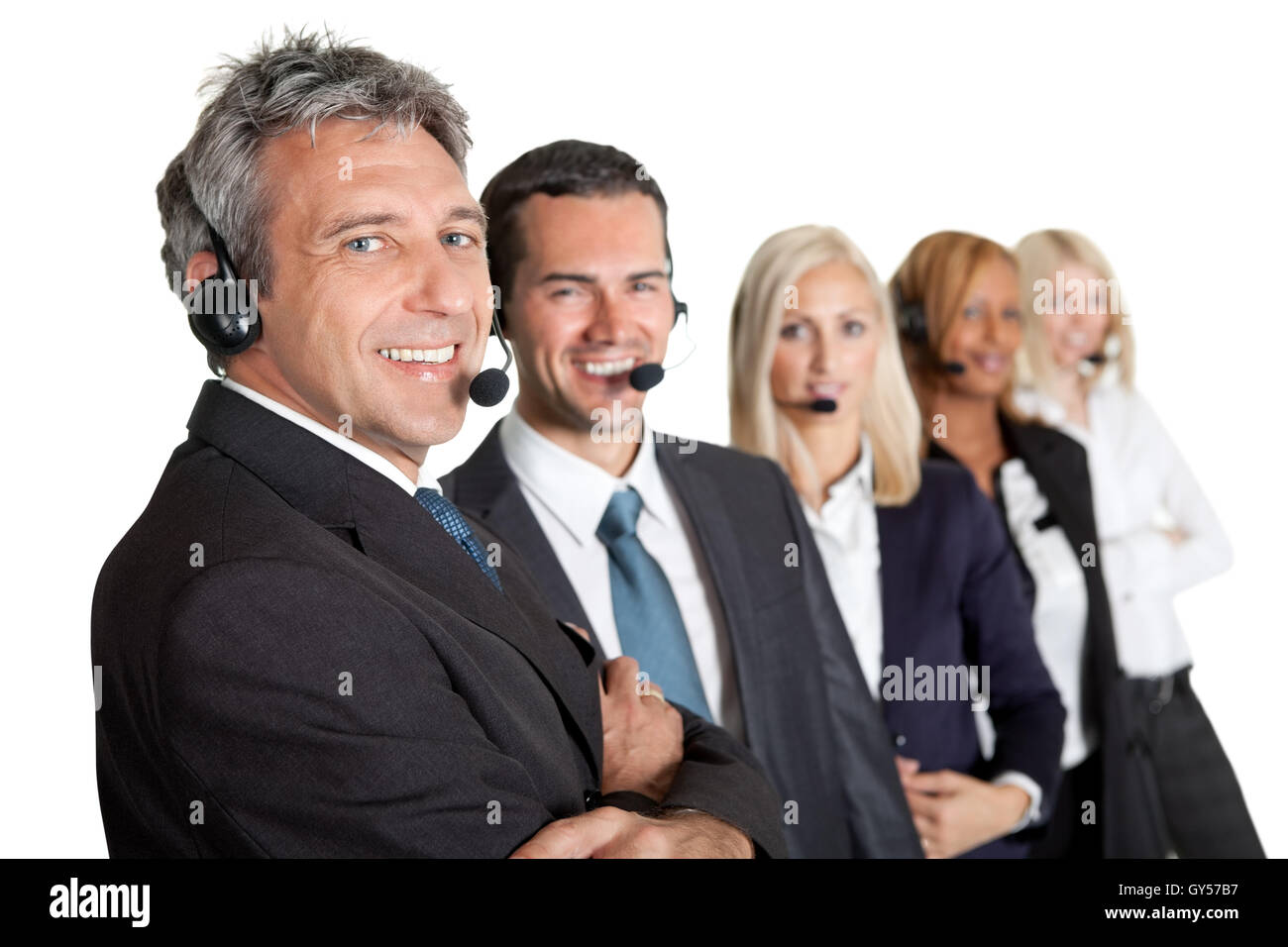 Businesspeople working in a call center Stock Photo